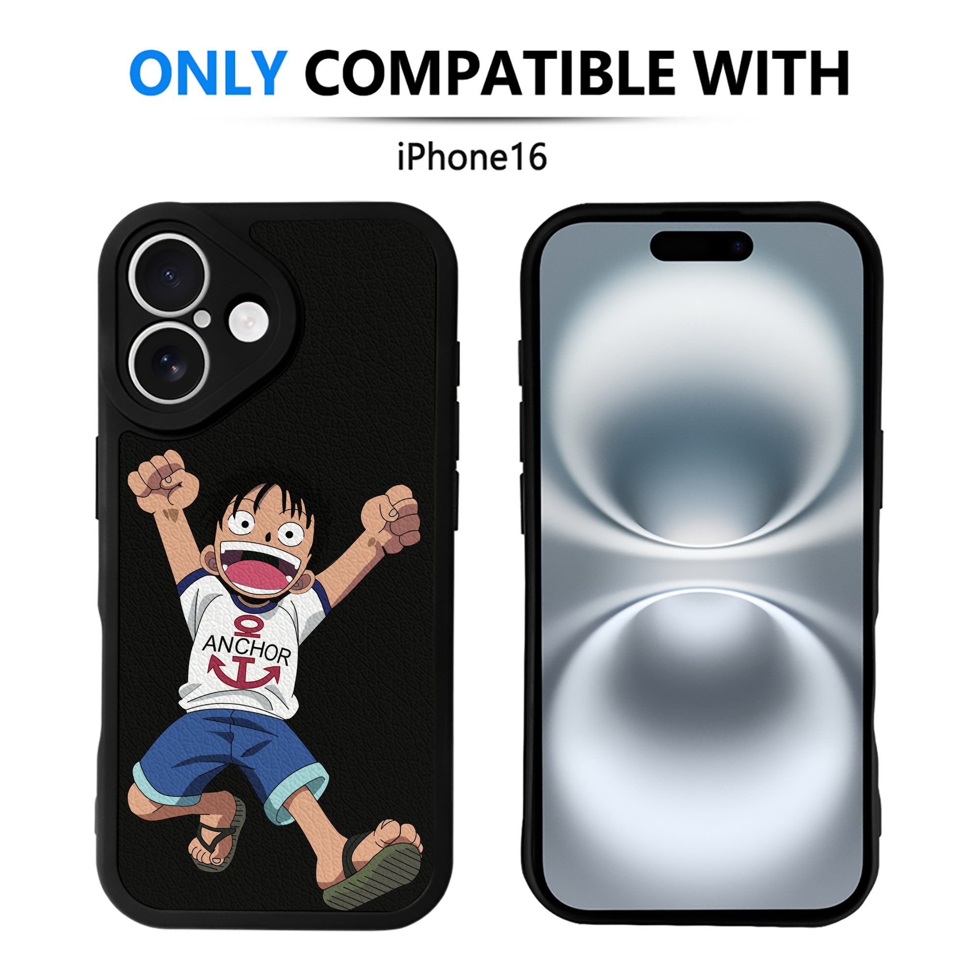 （画像用） ワンピース モンキー・D・ルフィ ONE PIECE Monkey D. Luffy 【iPhone 16シリーズ対応】シリコンスマホケース（レザー調） 材質：シリコン